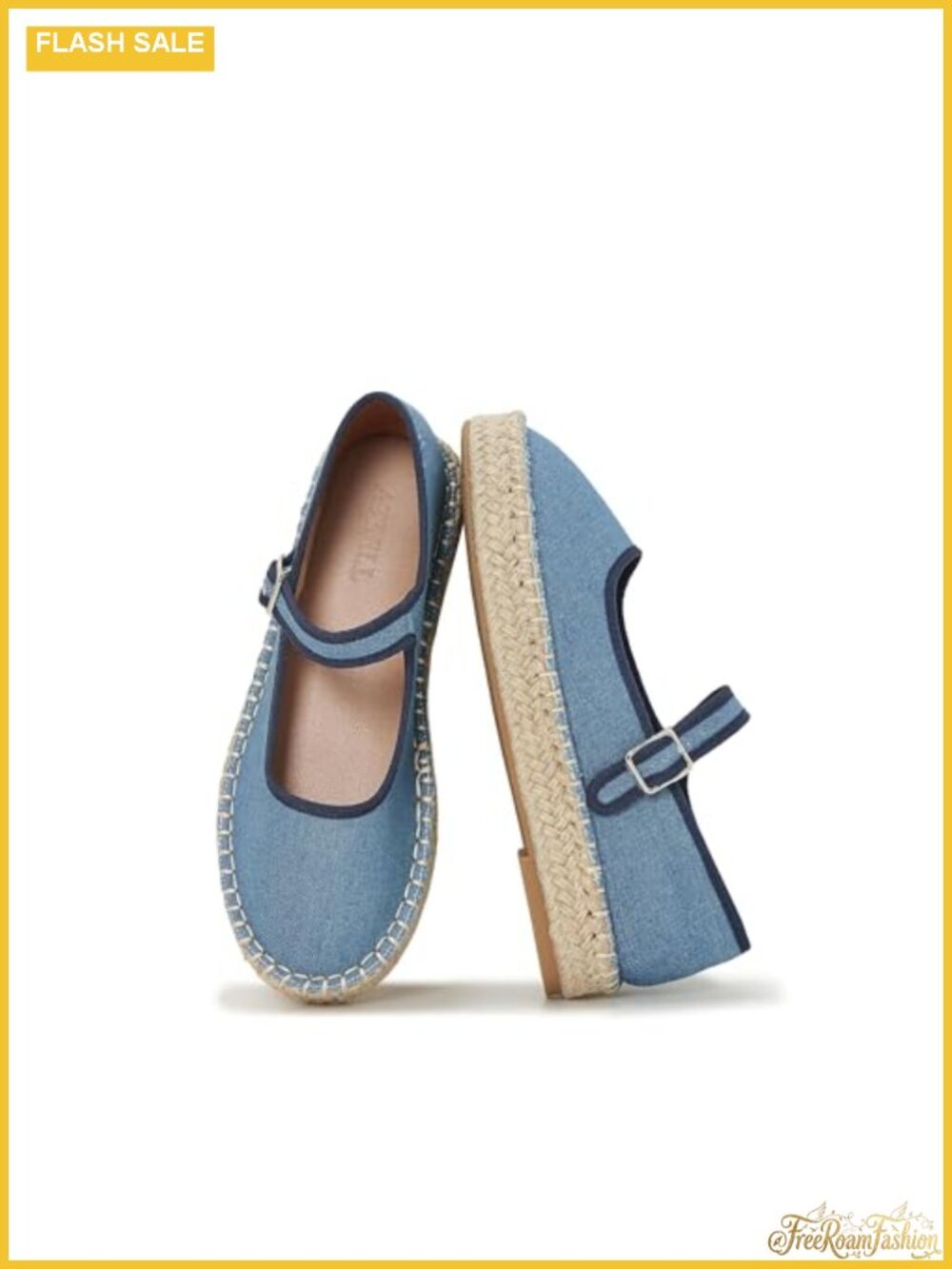 Women Canvas Mary Jane Espadrilles Closed Toe Casual Platform Flats